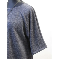 Ciepła trapezowa Tunika z wydłużonym tyłem - granatowy melanż